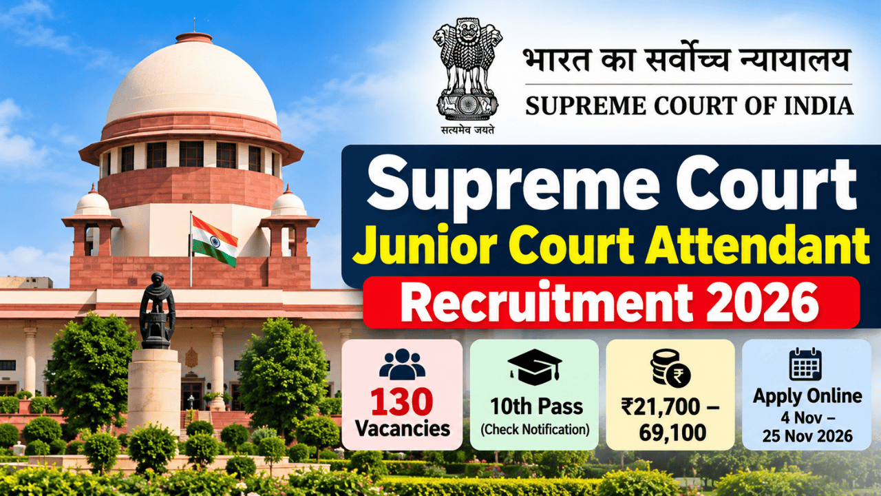 Supreme Court Junior Court Attendant Recruitment 2026 – 130 Posts, Eligibility, Salary & Apply Dates